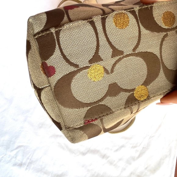 Coach Poppy Metalic Leather/Canvas Large Medalion Tote/shoulder bag Rare - Picture 17 of 17